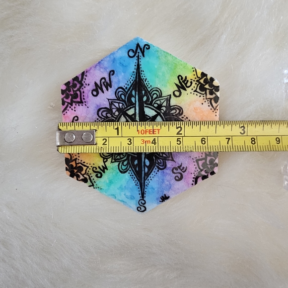 🧭🎨Original Hand Painted Compass Mandala mosaic tile🎨🧭 - Picture 4 of 4